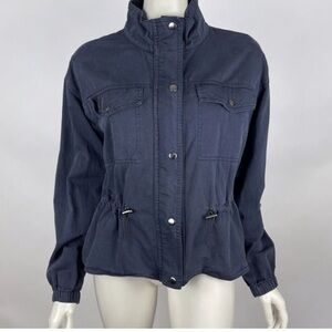 Michael Stars Ingrid Salton Twill Windbreaker Jacket Full Zip Navy Large NWTS